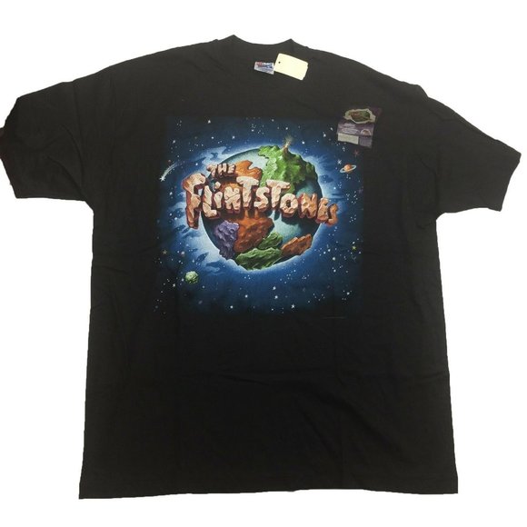 New VTG Universal Studio Promo The Flinestones Planet Black T-Shirt Size S